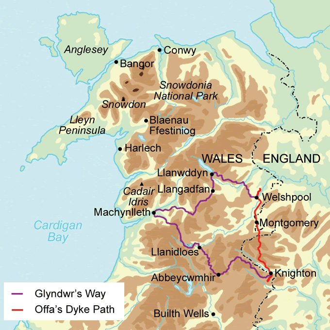 Glyndŵr’s Way Trail Running map